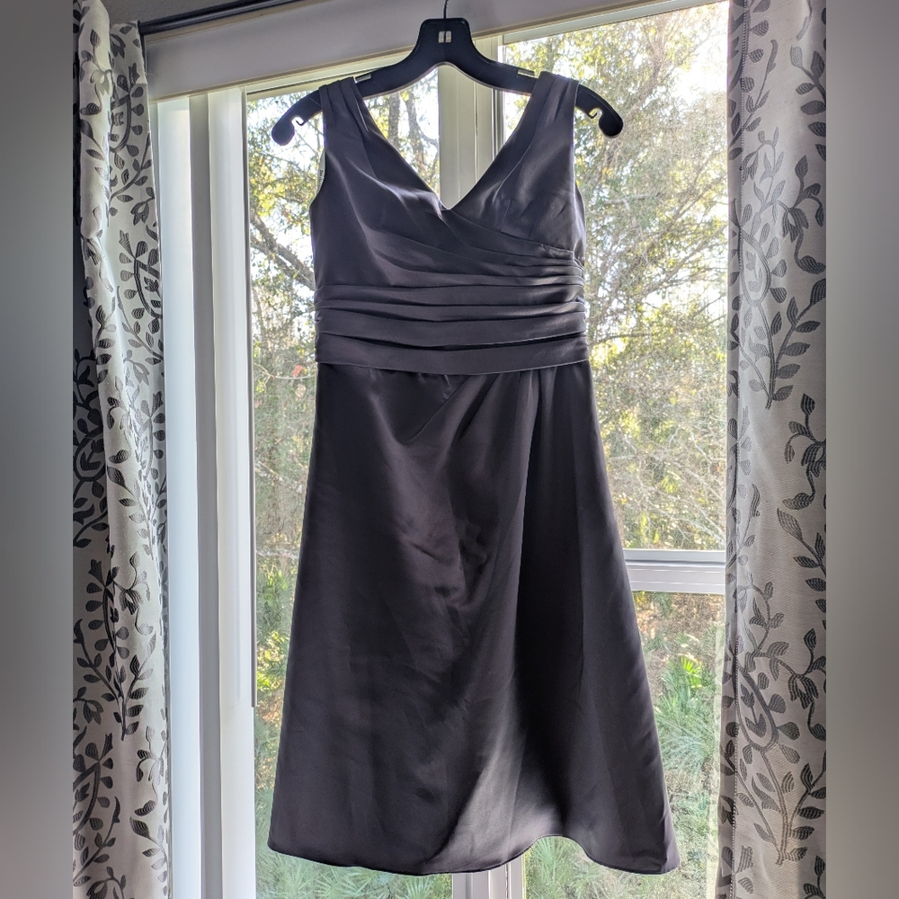 David's Bridal Charcoal Sleeveless Midi Dress